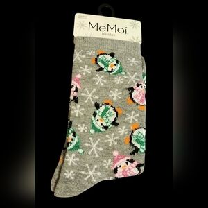 MeMoi Holiday Penguin Socks - Gray